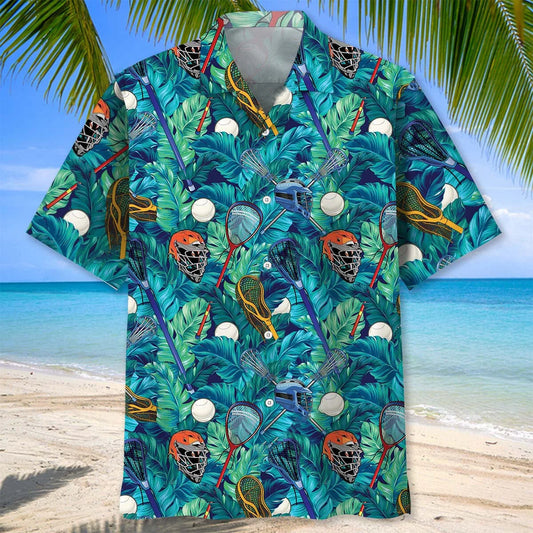 Lacrosse Tropical Leaves Hawaiian Shirt - S - hawaiian shirt