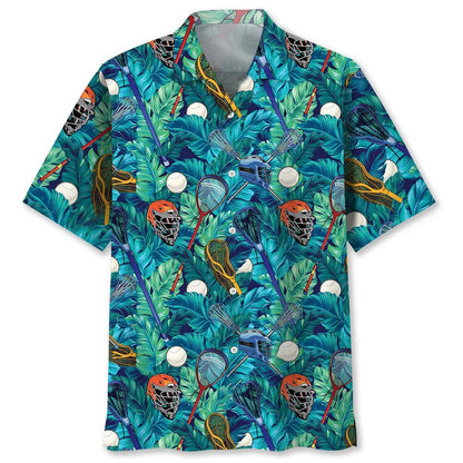 Lacrosse Tropical Leaves Hawaiian Shirt