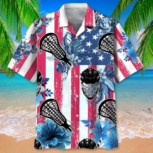 Lacrosse Usa Nature Hawaiian Shirt - S - hawaiian shirt