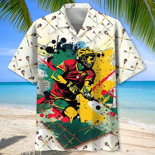 Lacrosse Watercolor Hawaiian Shirt - S - hawaiian shirt