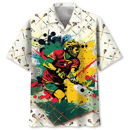 Lacrosse Watercolor Hawaiian Shirt