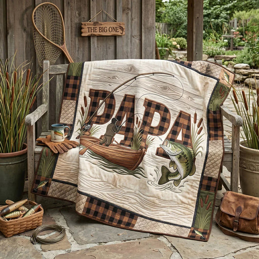 Lake Life Papa Fishing Quilt Blanket