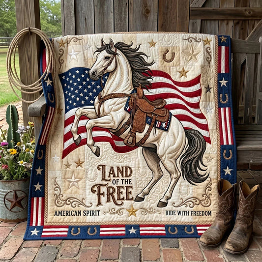 Land Of The Free Stallion Quilt Blanket