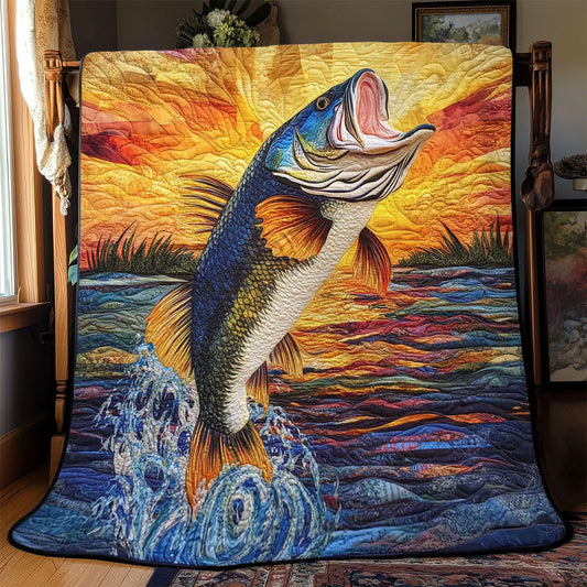 Largemouth Bass Catch Quilt Blanket