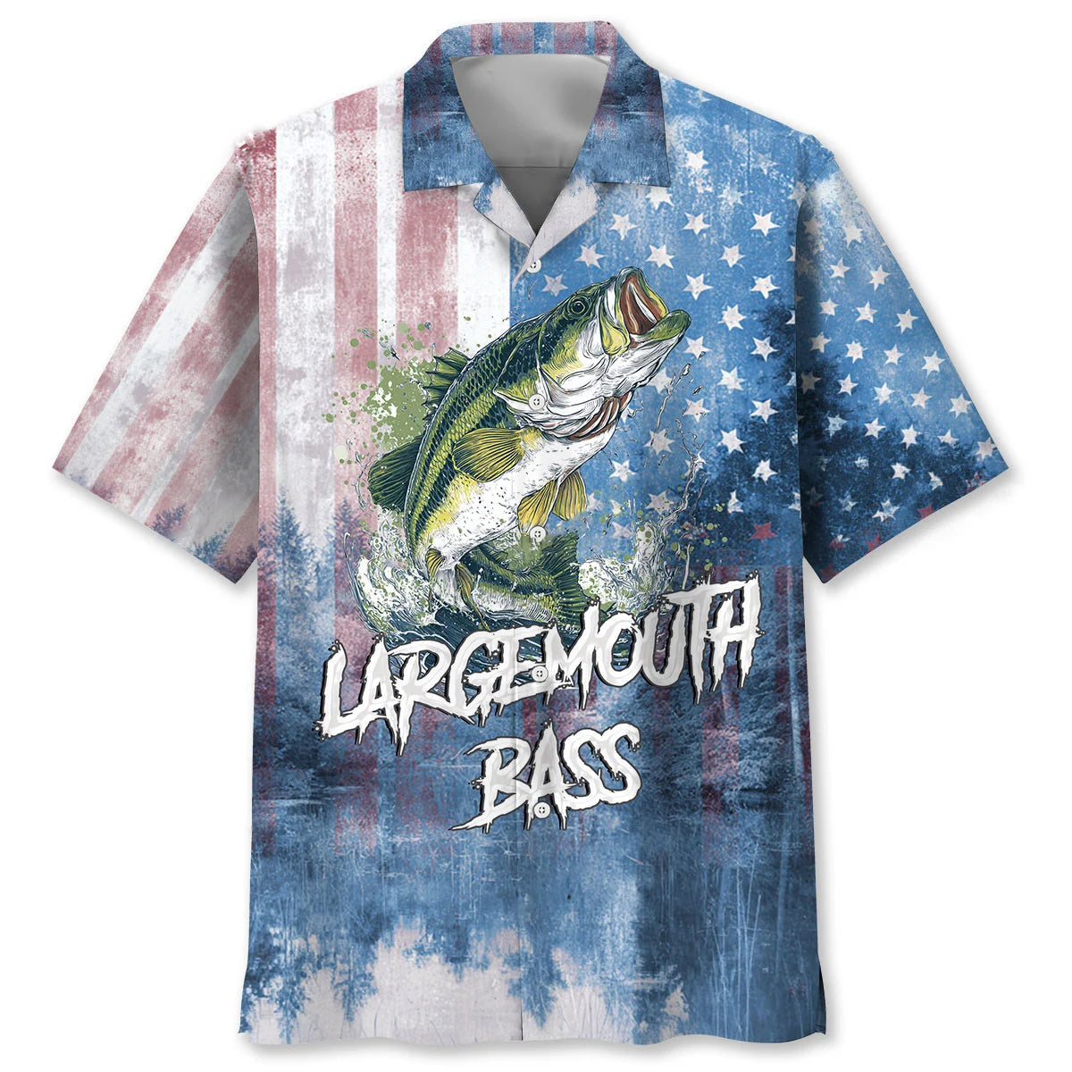 Largemouth Bass American Flag Hawaiian Shirt