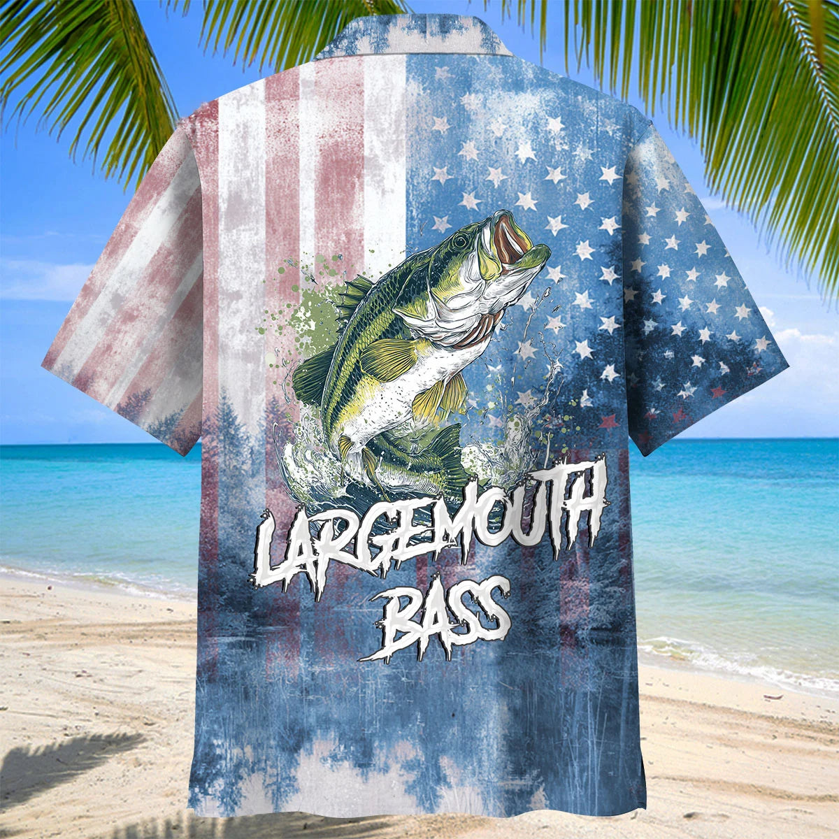 Largemouth Bass American Flag Hawaiian Shirt