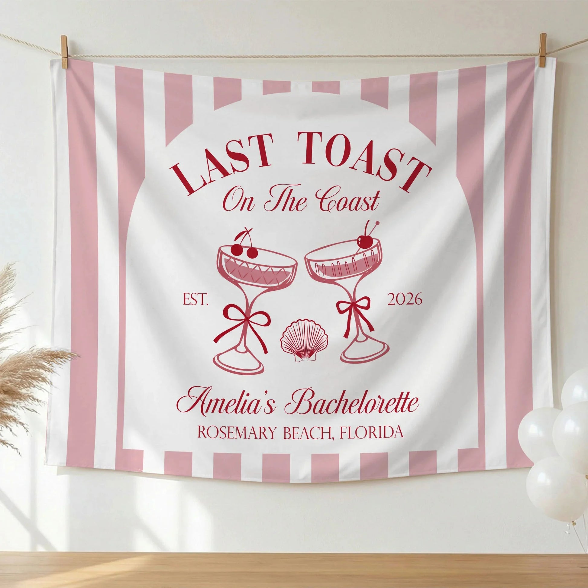 Last Toast Bachelorette Banner Personalized Coastal Bachelorette Party Backdrop Custom Name Beach Bachelorette Banner