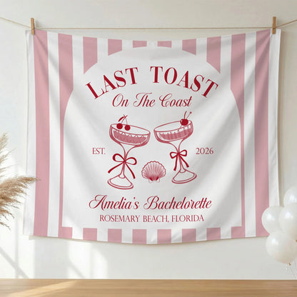 Last Toast Bachelorette Banner Personalized Coastal Bachelorette Party Backdrop Custom Name Beach Bachelorette Banner