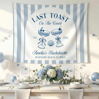 Last Toast Bachelorette Banner Personalized Coastal Bachelorette Party Backdrop Custom Name Beach Bachelorette Banner