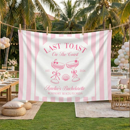 Last Toast Bachelorette Banner Personalized Coastal Bachelorette Party Backdrop Custom Name Beach Bachelorette Banner