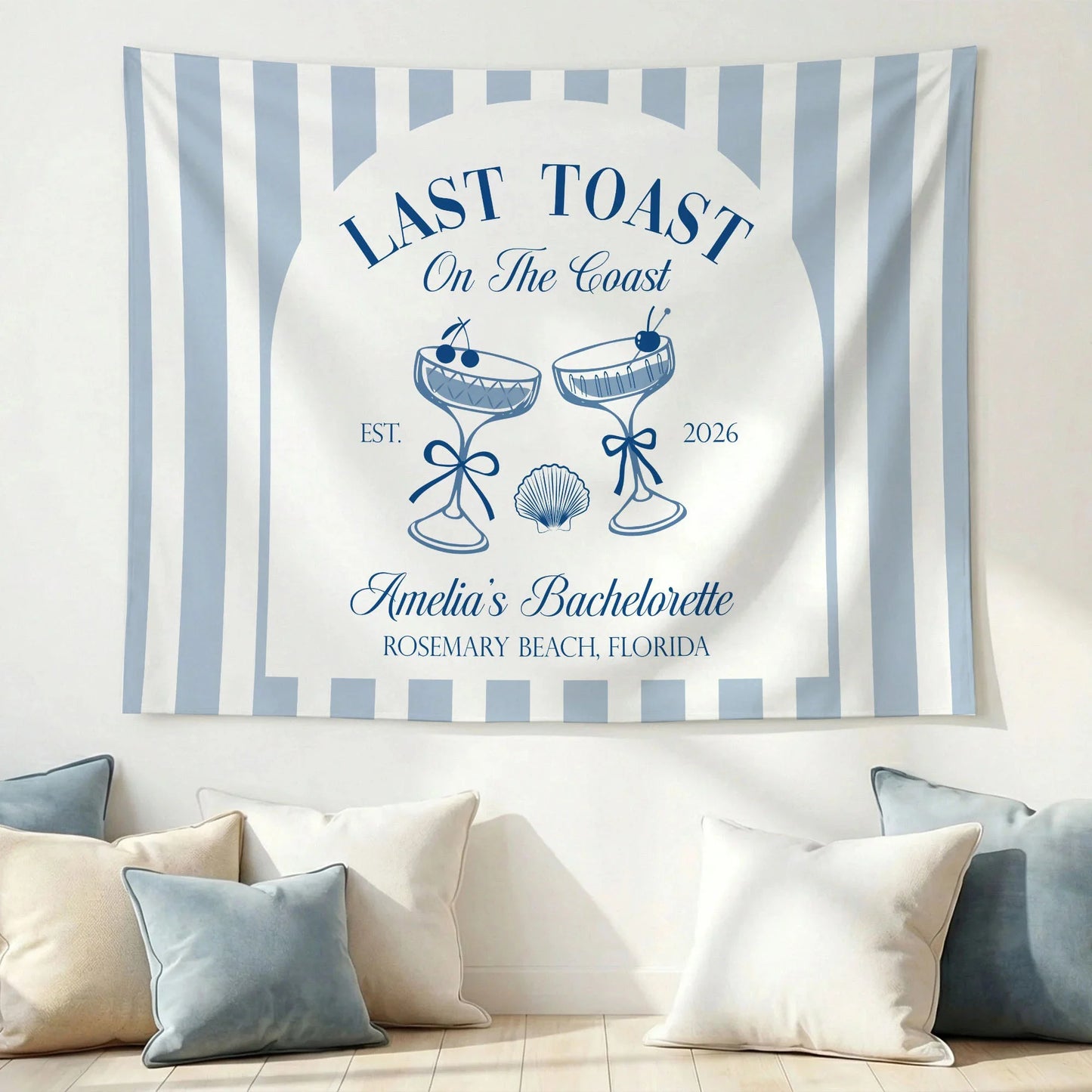 Last Toast Bachelorette Banner Personalized Coastal Bachelorette Party Backdrop Custom Name Beach Bachelorette Banner