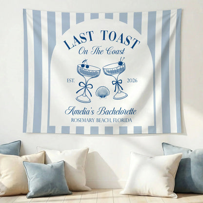Last Toast Bachelorette Banner Personalized Coastal Bachelorette Party Backdrop Custom Name Beach Bachelorette Banner