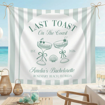 Last Toast Bachelorette Banner Personalized Coastal Bachelorette Party Backdrop Custom Name Beach Bachelorette Banner