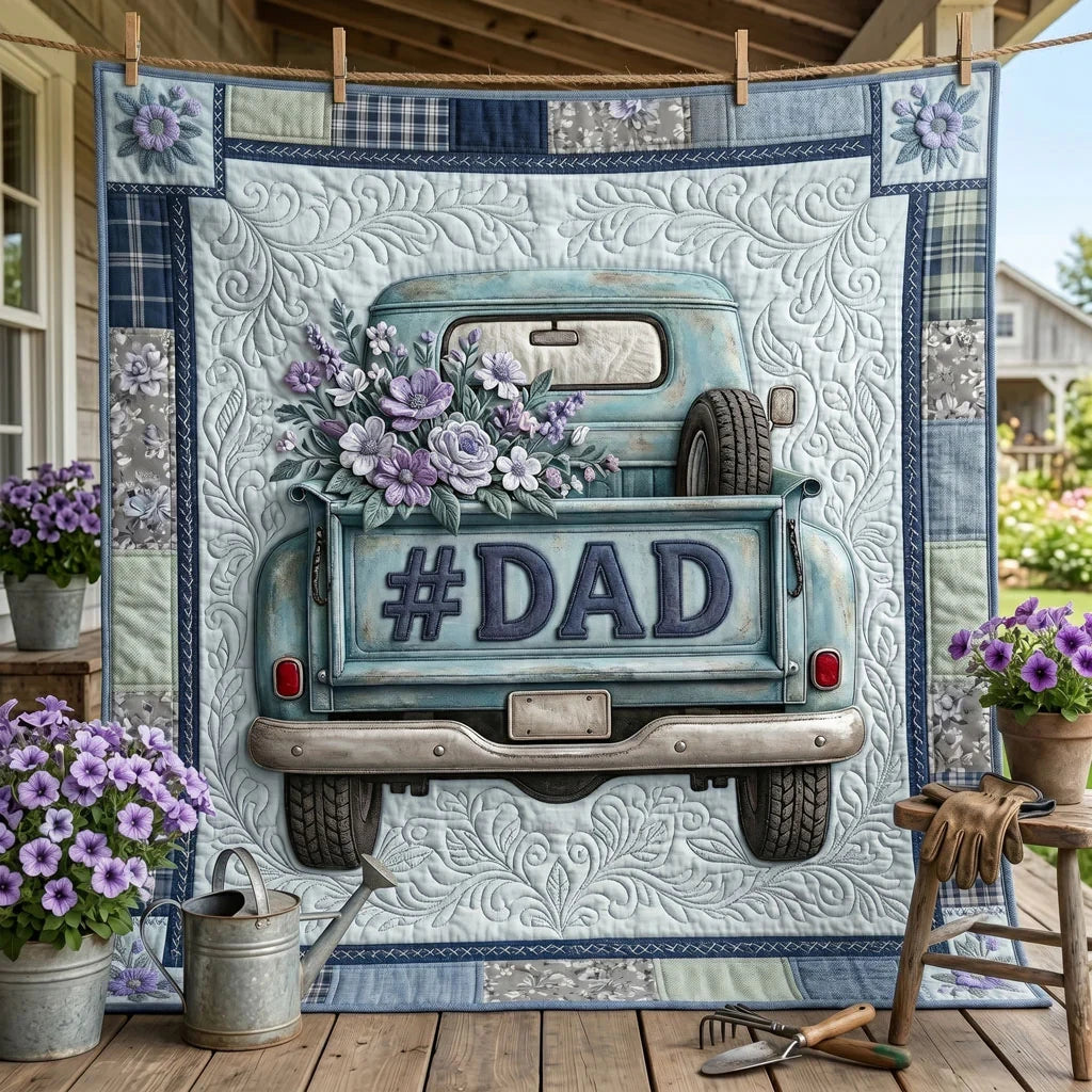 Lavender Truck For Dad Quilt Blanket
