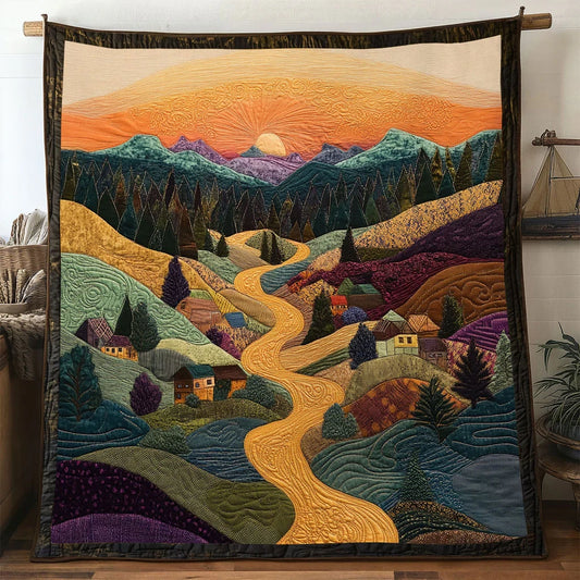 Layered Mountain Ranges Quilt Blanket