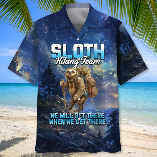 Lazy Sloth Hiking Team Hawaiian Shirt - S - hawaiian shirt
