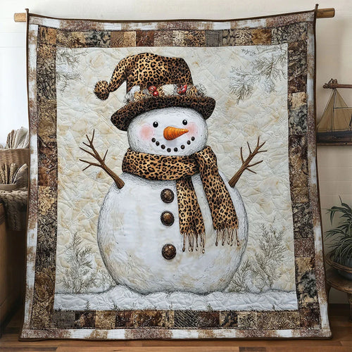 Leopard Chic Snowman Quilt Blanket
