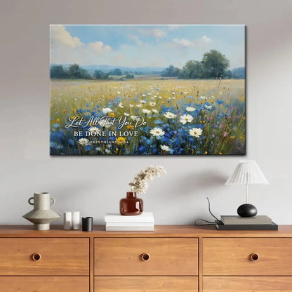let all that you do be done in love 1 corinthians 16 14 bible verse wall art canvas (Landscape) (view 7)