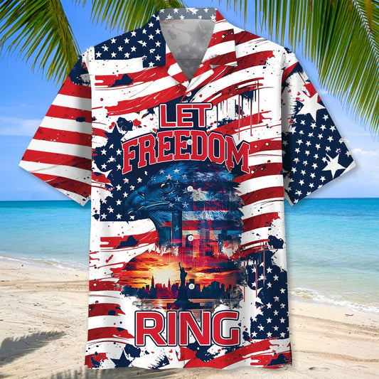 Let Freedom Ring America Hawaiian Shirt - S - hawaiian shirt