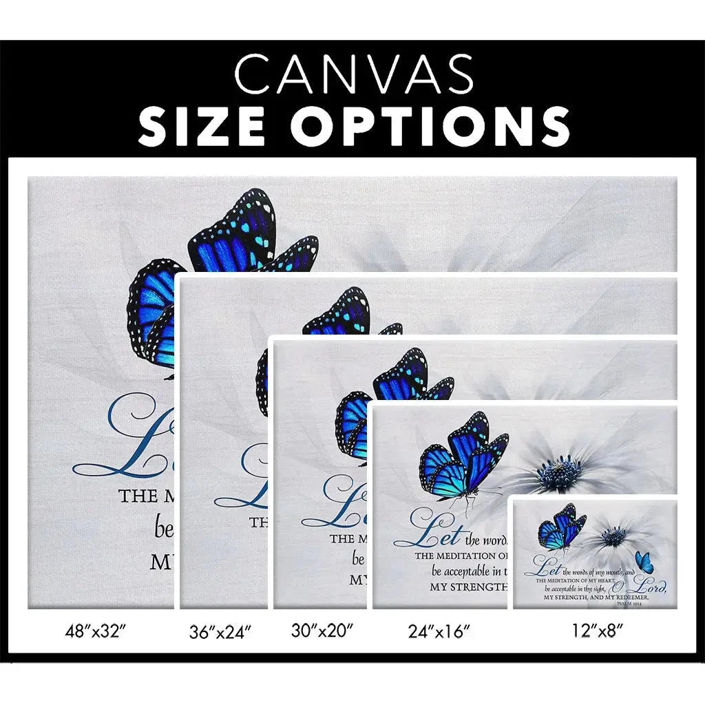 psalm 19 14 let the words of my mouth canvas butterfly christian wall art (Landscape) (view 4)