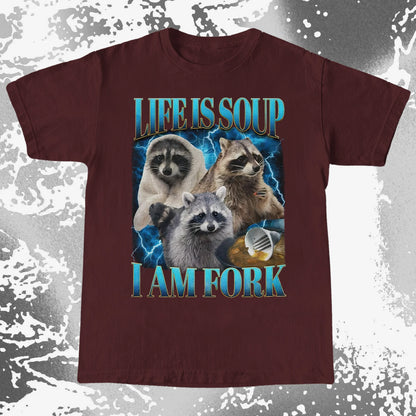 Life Is Soup I Am Fork Raccoon Shirt – Existential Meme Tee, funny meme tee gift (view 19)