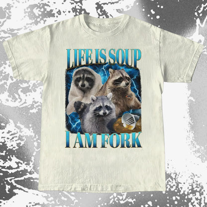 Life Is Soup I Am Fork Raccoon Shirt – Existential Meme Tee, funny meme tee gift (view 15)
