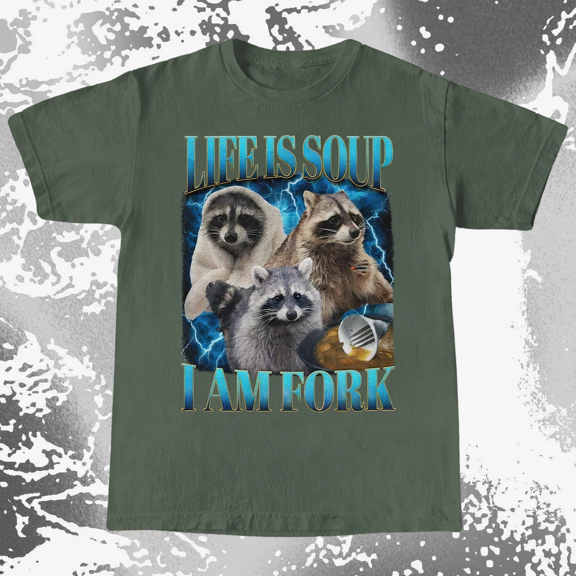 Life Is Soup I Am Fork Raccoon Shirt – Existential Meme Tee, funny meme tee gift (view 17)
