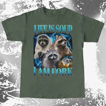 Life Is Soup I Am Fork Raccoon Shirt – Existential Meme Tee, funny meme tee gift (view 17)