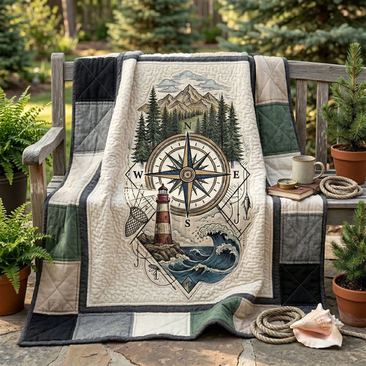 Lighthouse Adventure Compass Quilt Blanket