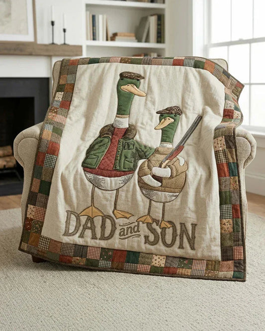 Like Father Like Duck Quilt Blanket - Quilted Blanket by OtterMia