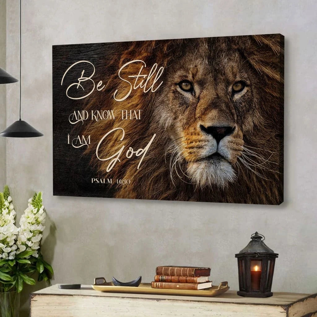 be still and know that i am god lion of judah christian wall art canvas (Landscape) (view 6)
