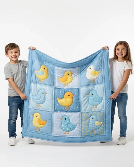 Little Bird Quilt Blanket - Quilted Blanket by OtterMia
