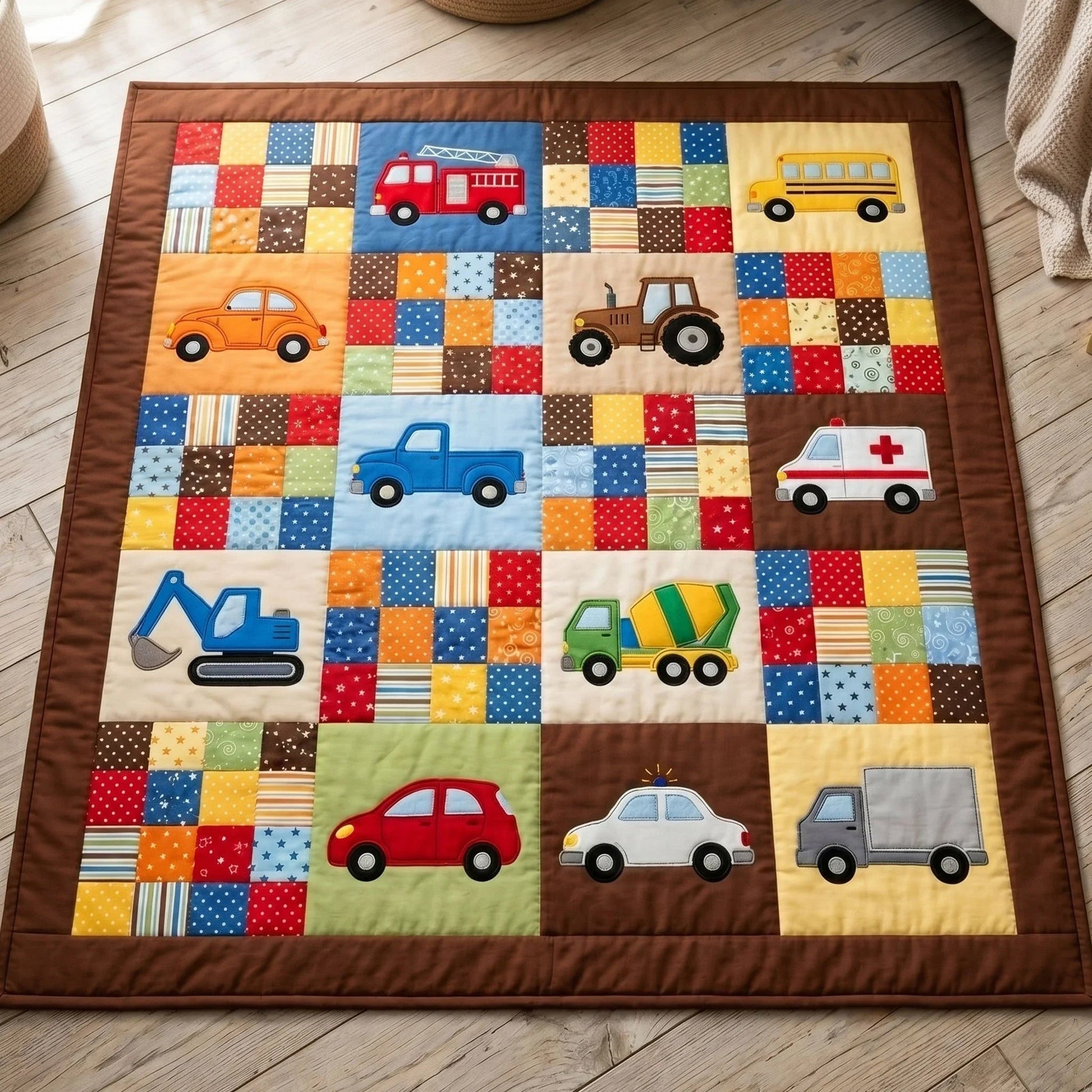 Little Builder Quilt Blanket - Quilted Blanket by OtterMia