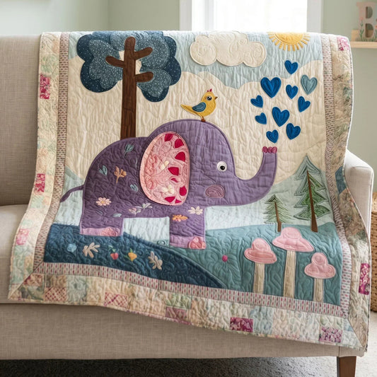 Little Elephant Quilt Blanket - Quilted Blanket by OtterMia