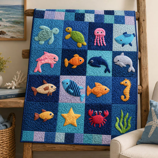 Little Friends Quilt Blanket - Quilted Blanket by OtterMia