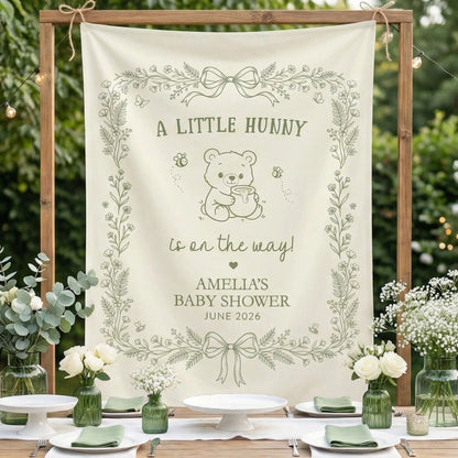 Little Hunny Baby Shower Banner Personalized Winnie Baby Shower Backdrop Custom Name Baby Shower Banner, baby shower decor
