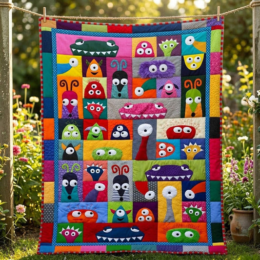 Little Monster Quilt Blanket - Quilted Blanket by OtterMia