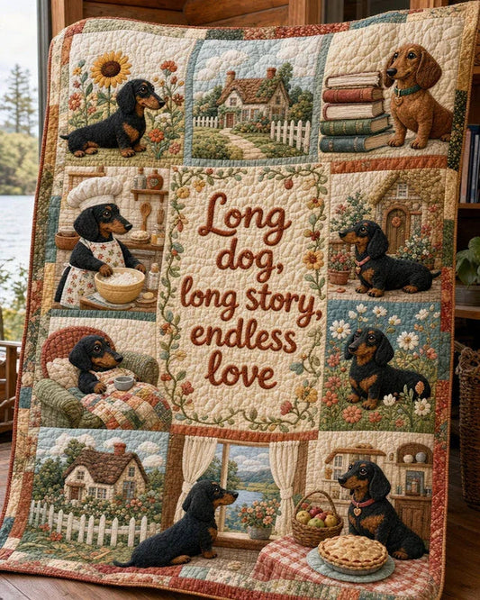 Little Sausage Quilt Blanket - Quilted Blanket by OtterMia