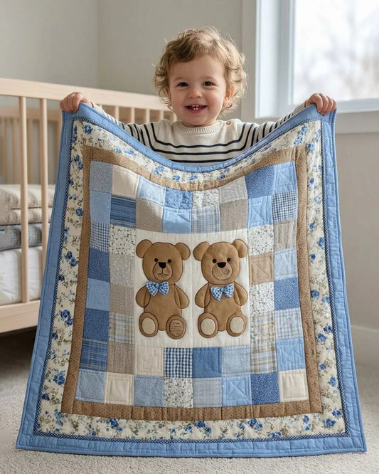 Little Teddy Bear Quilt Blanket - Quilted Blanket by OtterMia
