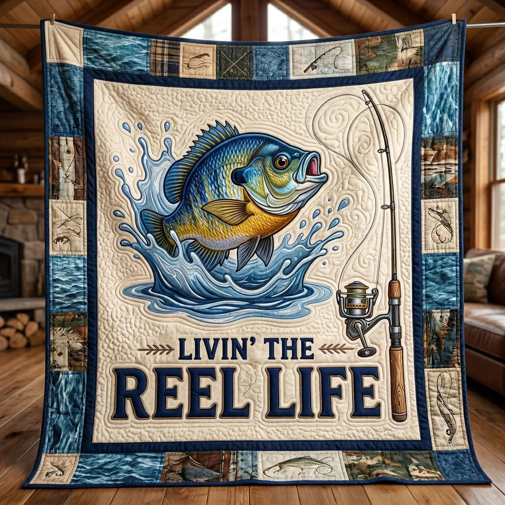 Livin' The Reel Life Fishing Quilt Blanket