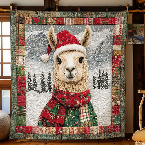 Llama Cozy Snowflakes Quilt Blanket