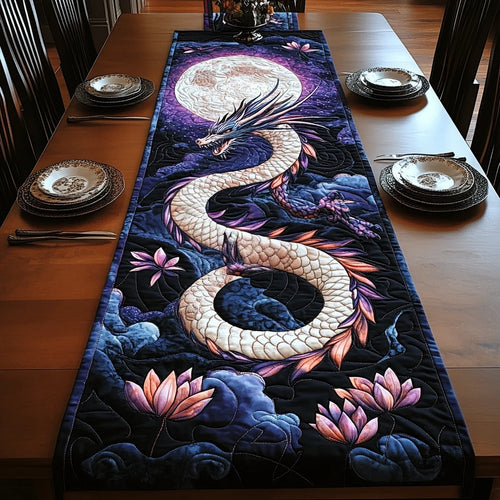 Lotus Dragon Quilted Table Runner