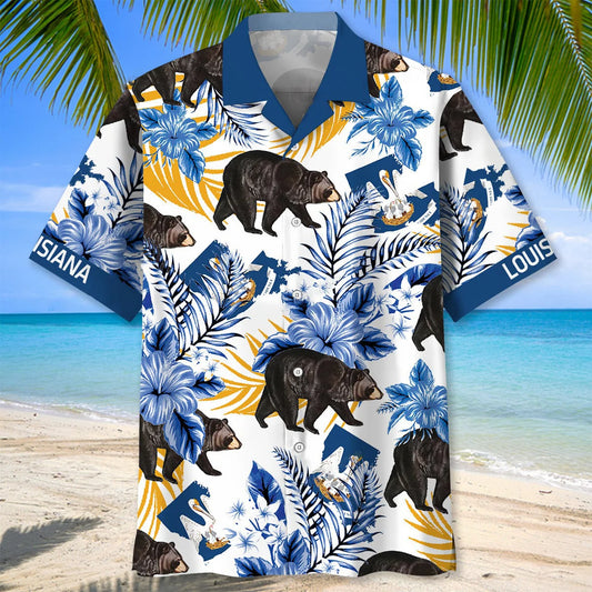 Louisiana State Bear Proud Hawaiian Shirt - S - hawaiian shirt