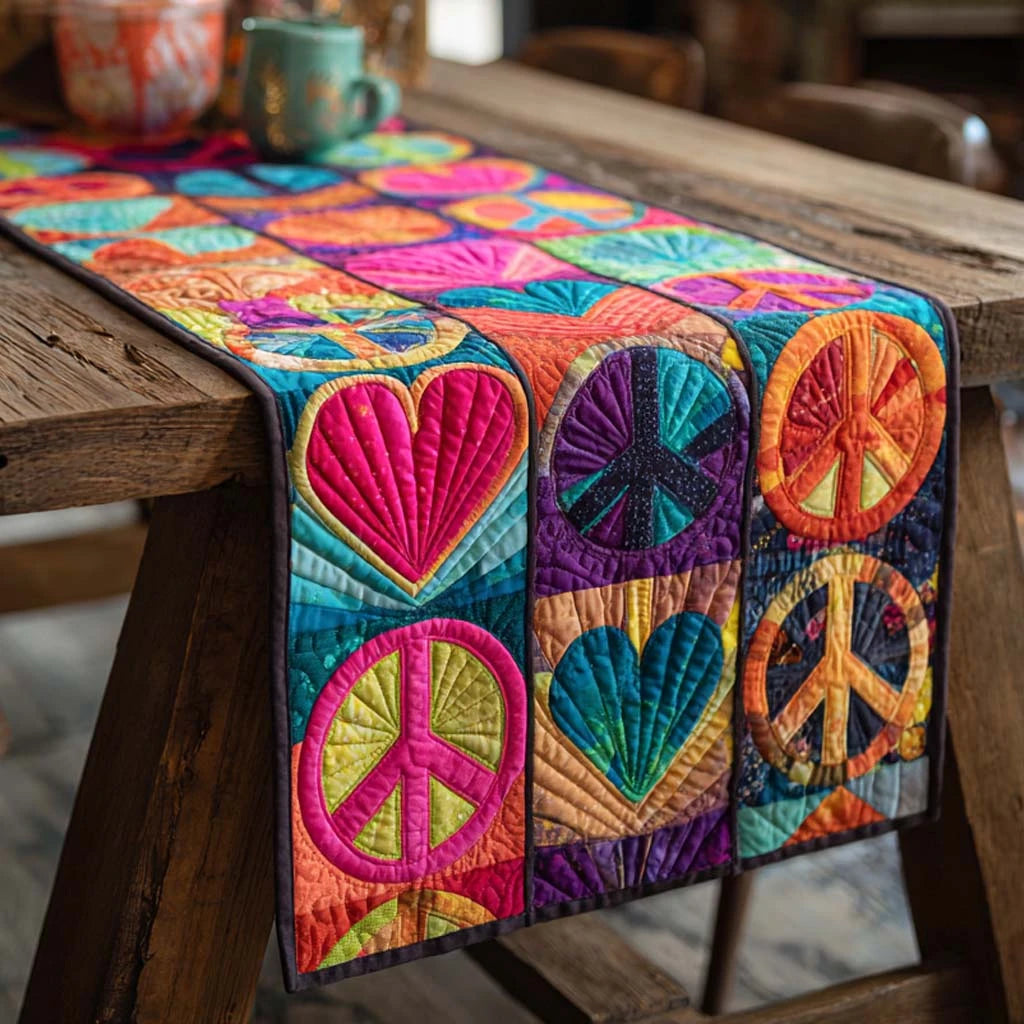 Love and Peace Quilted Table Runner