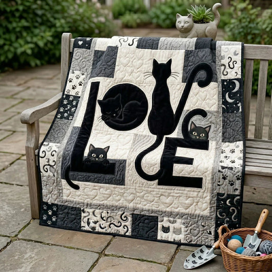 Love Cats Patch Quilt Blanket