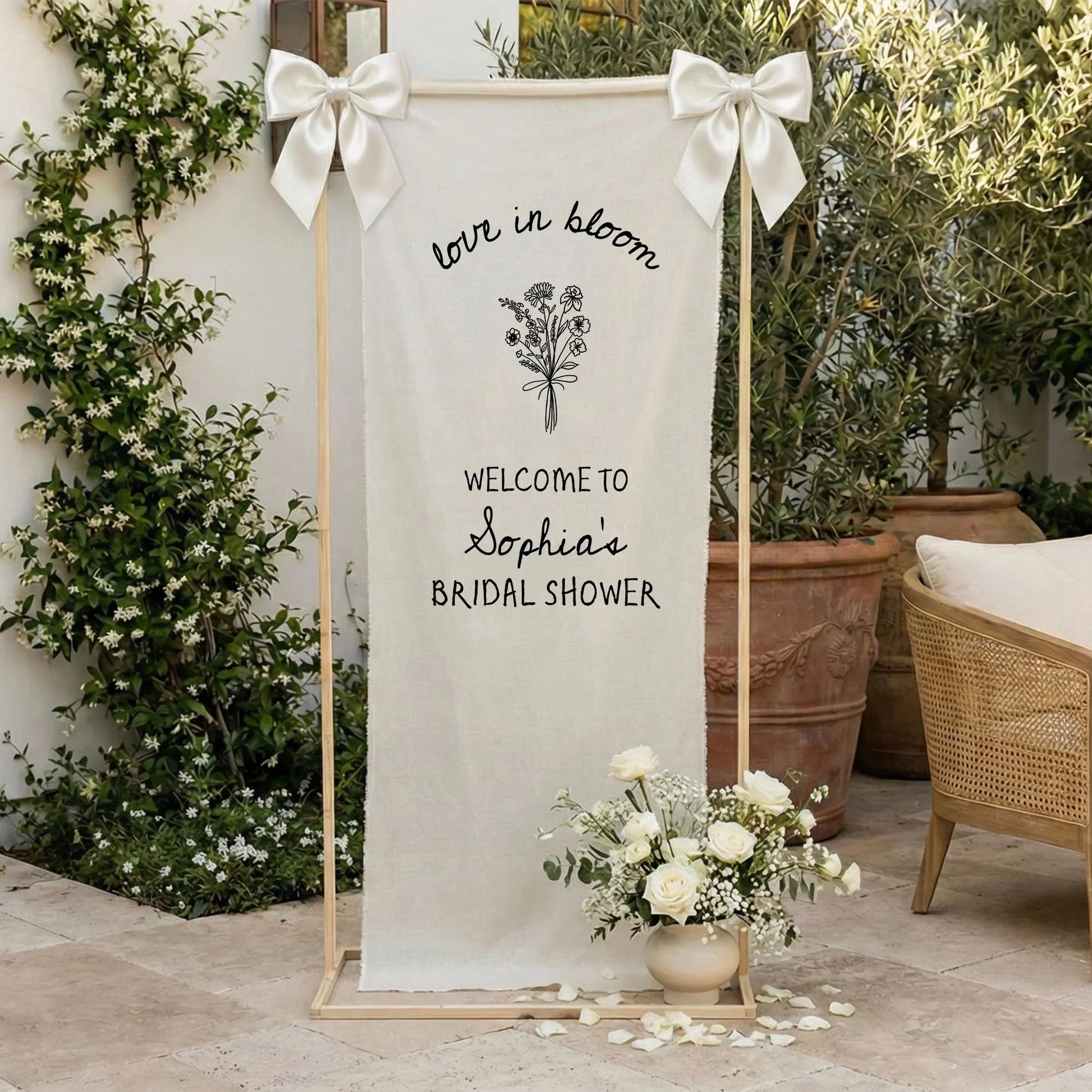 Love in Bloom Bridal Shower Banner Personalized Custom Name Bridal Shower Welcome Backdrop Decor, bridal shower decor