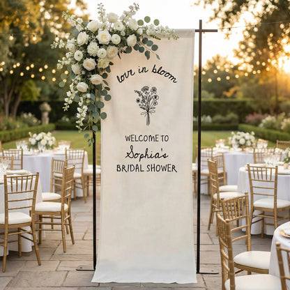 Love in Bloom Bridal Shower Banner Personalized Custom Name Bridal Shower Welcome Backdrop Decor, bridal shower decor