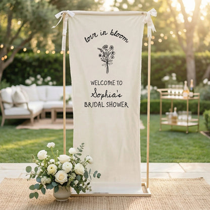 Love in Bloom Bridal Shower Banner Personalized Custom Name Bridal Shower Welcome Backdrop Decor, bridal shower decor