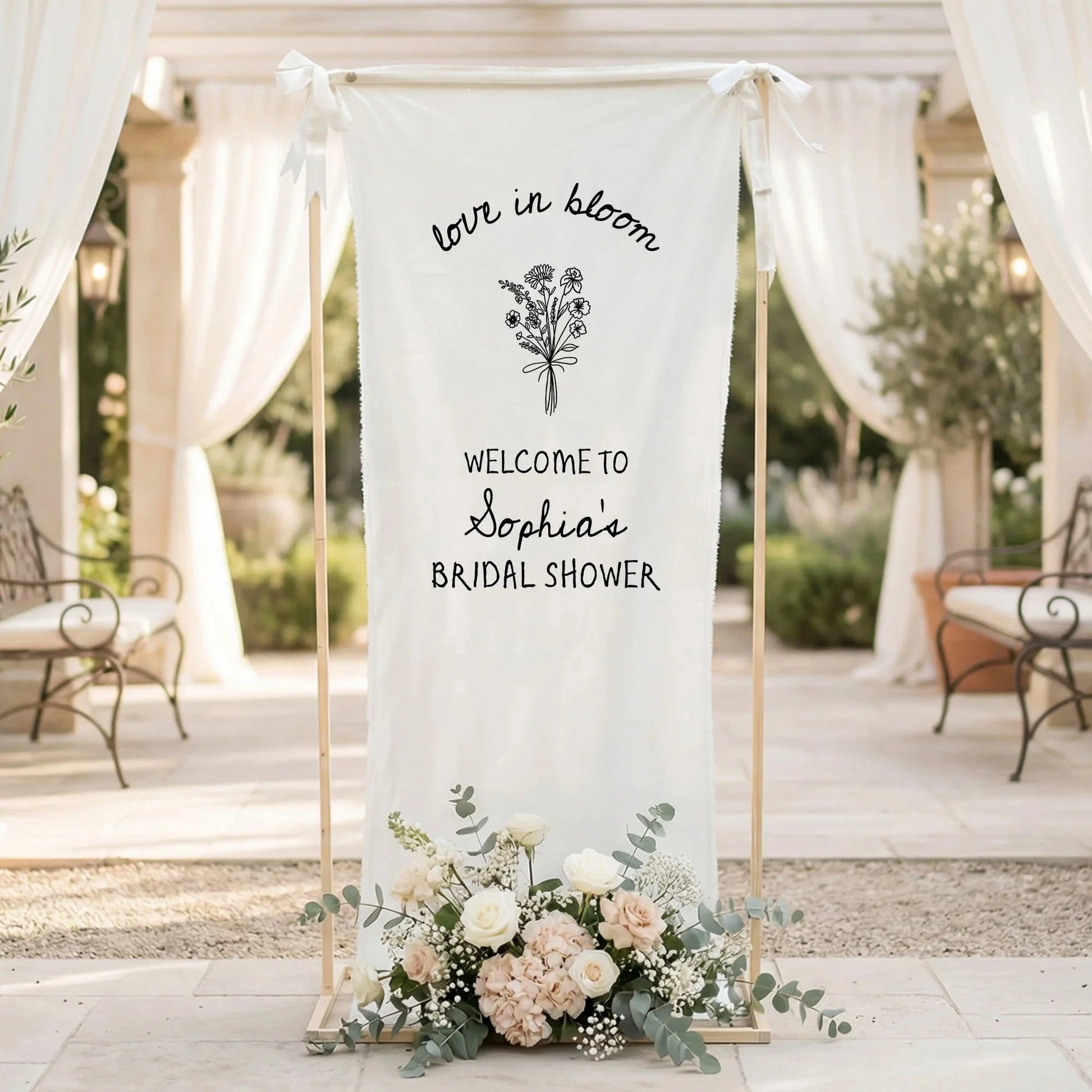 Love in Bloom Bridal Shower Banner Personalized Custom Name Bridal Shower Welcome Backdrop Decor, bridal shower decor