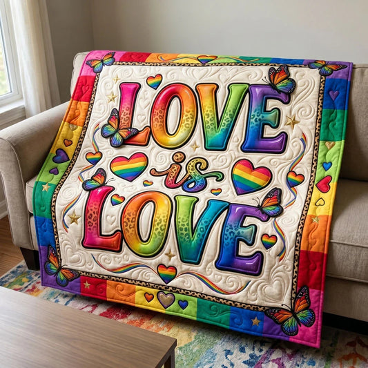 Love Is Love Rainbow Quilt Blanket